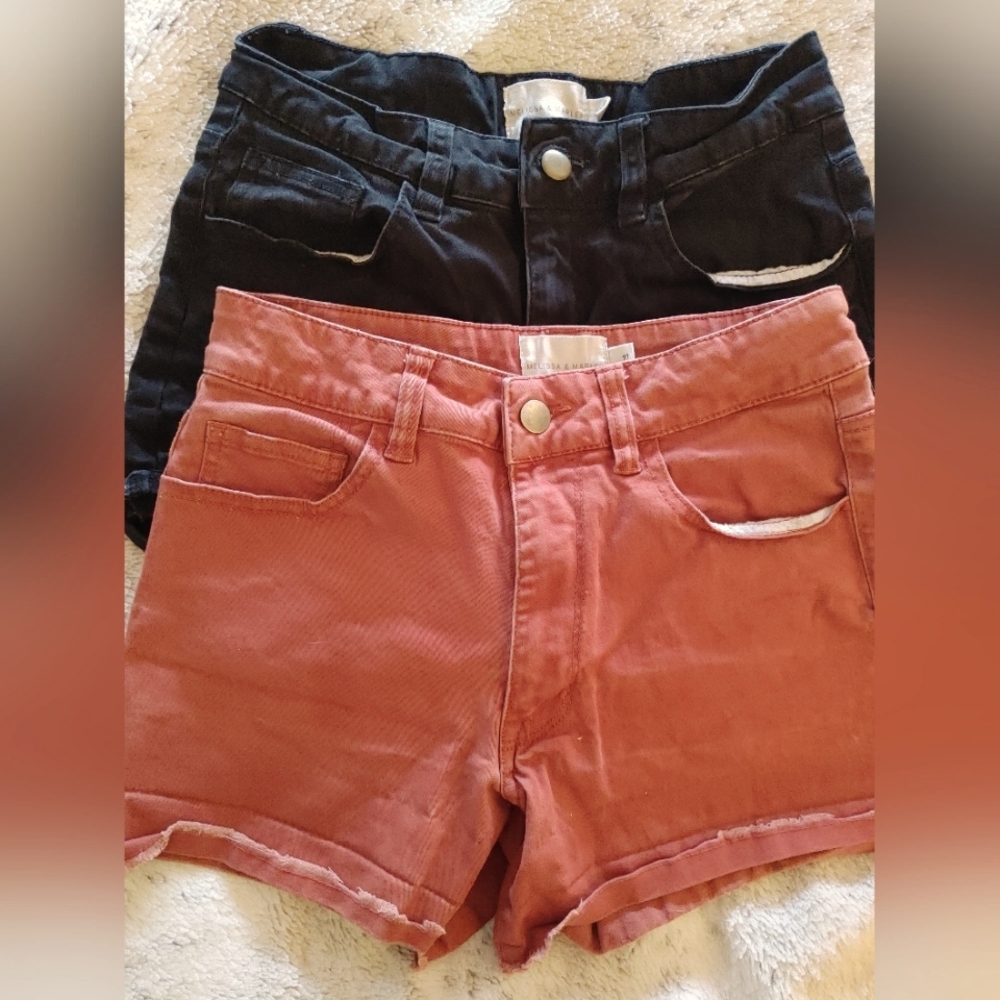 🌞2 x Melissa & Marley 1 Black & Rusty Pink Jean Shorts ~Size 27
